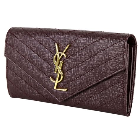 Yves Saint Laurent YSL Logo Long Monogram Flap Wallet 